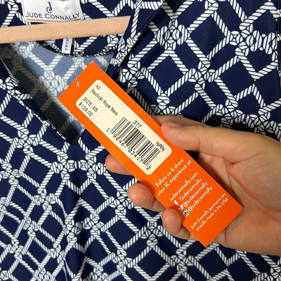 NWT Jude Connally Top Blue White Rope Tank Nautical Sleeveless Blouse V-Neck XS - Picture 4 of 8